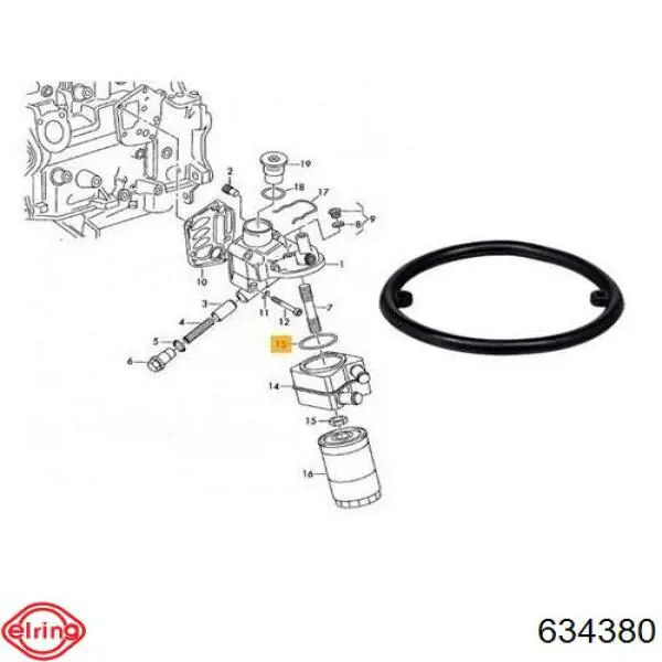 Прокладка радіатора масляного 634380 Elring