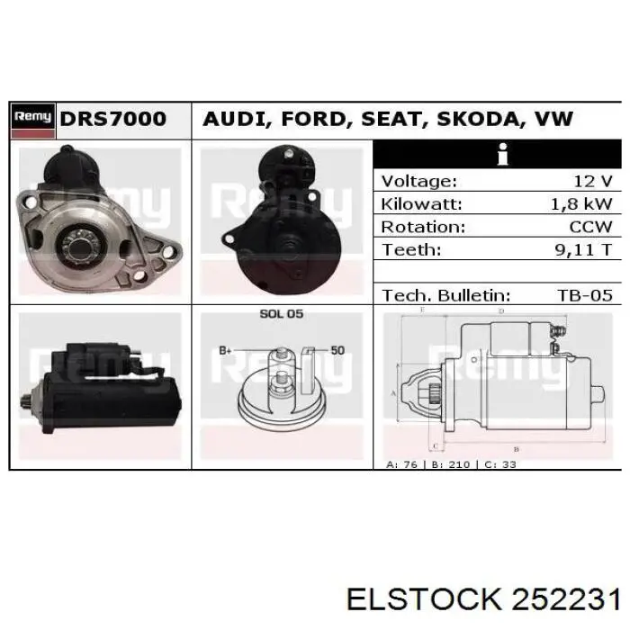 Стартер 252231 Elstock