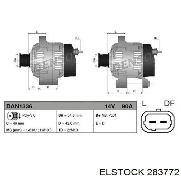 Генератор автомобиля Elstock 283772