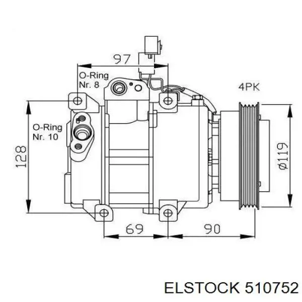 Купить 510752 Elstock Компрессор климатической установки