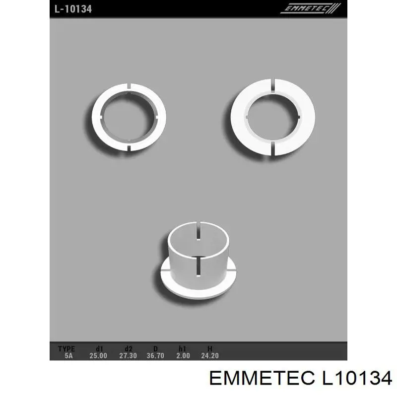 Втулка уплотнительная  25,00/27,30/36,70*2,00/24,20 тип 5А EMMETEC L10134