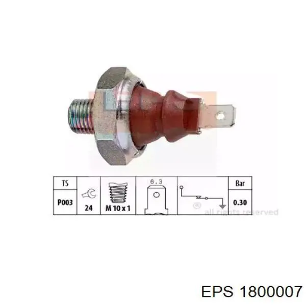 Indicador, presión del aceite 1800007 EPS