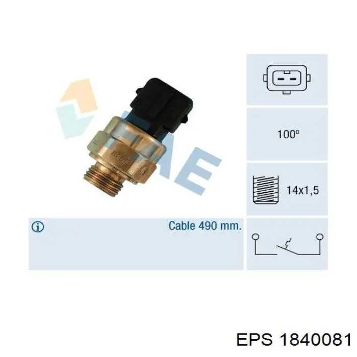 Sensor de temperatura del refrigerante 1840081 EPS