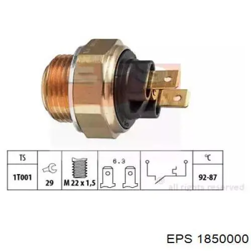 Sensor, temperatura del refrigerante (encendido el ventilador del radiador) 1850000 EPS