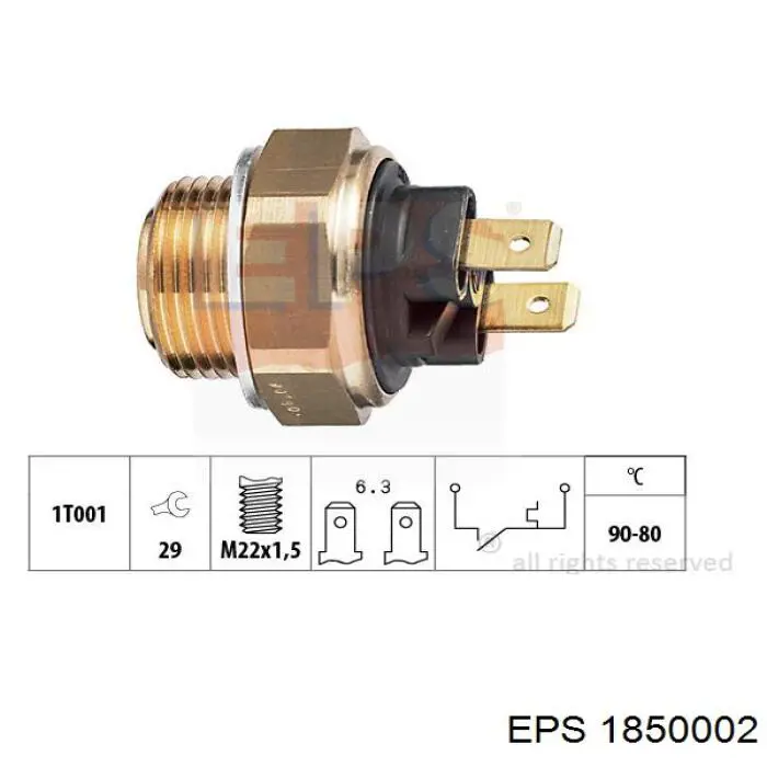 Sensor, temperatura del refrigerante (encendido el ventilador del radiador) 1850002 EPS