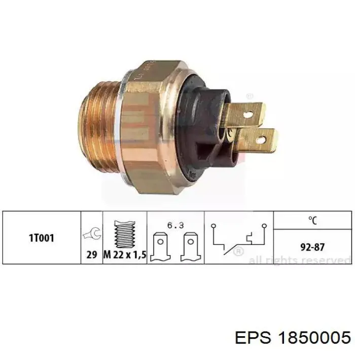 1850005 EPS датчик температуры охлаждающей жидкости (включения вентилятора радиатора)