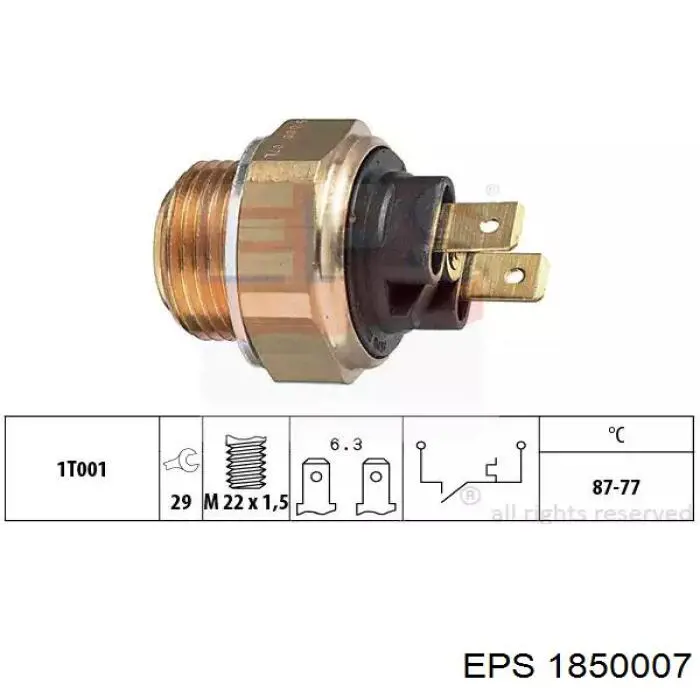 1.850.007 EPS датчик температуры охлаждающей жидкости (включения вентилятора радиатора)