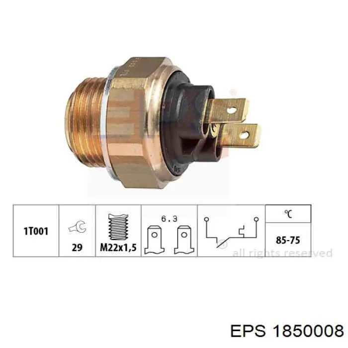 Датчик включения вентилятора радиатора 1850008 EPS