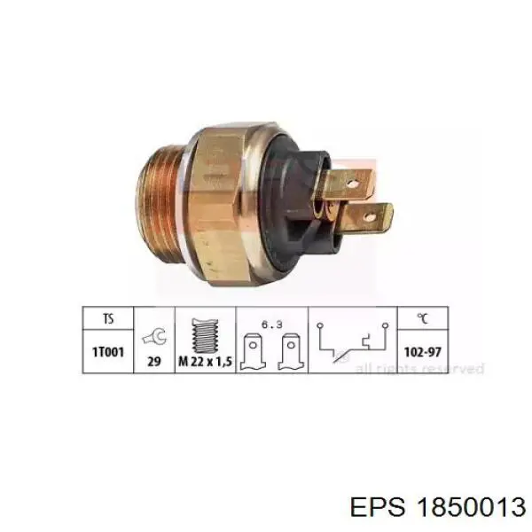 1850013 EPS датчик температуры охлаждающей жидкости (включения вентилятора радиатора)