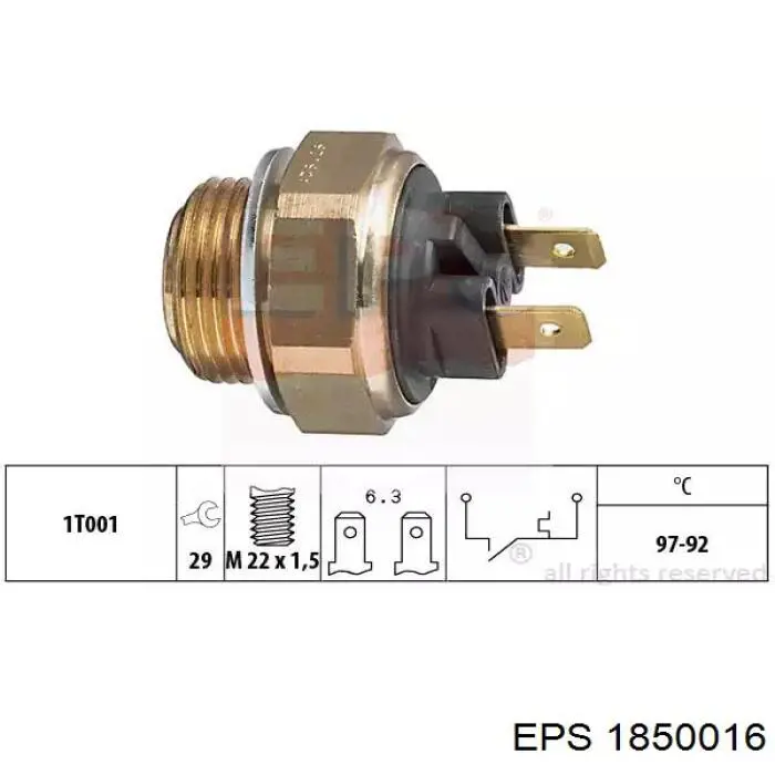 Sensor, temperatura del refrigerante (encendido el ventilador del radiador) 1850016 EPS