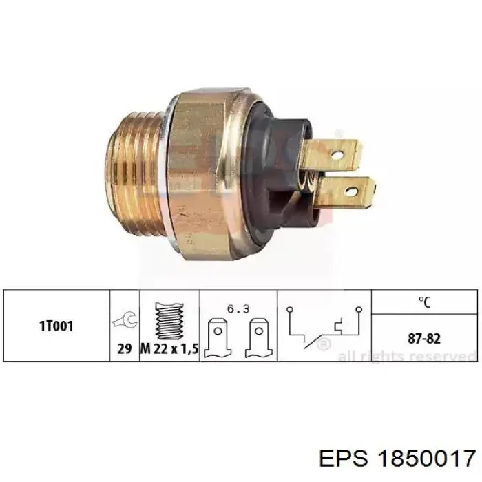 1850017 EPS датчик температуры охлаждающей жидкости (включения вентилятора радиатора)