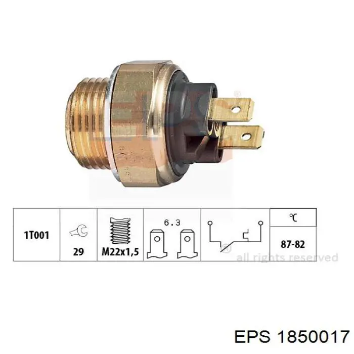 Sensor, temperatura del refrigerante (encendido el ventilador del radiador) 1850017 EPS