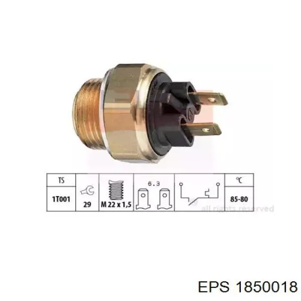 Sensor, temperatura del refrigerante (encendido el ventilador del radiador) 1850018 EPS