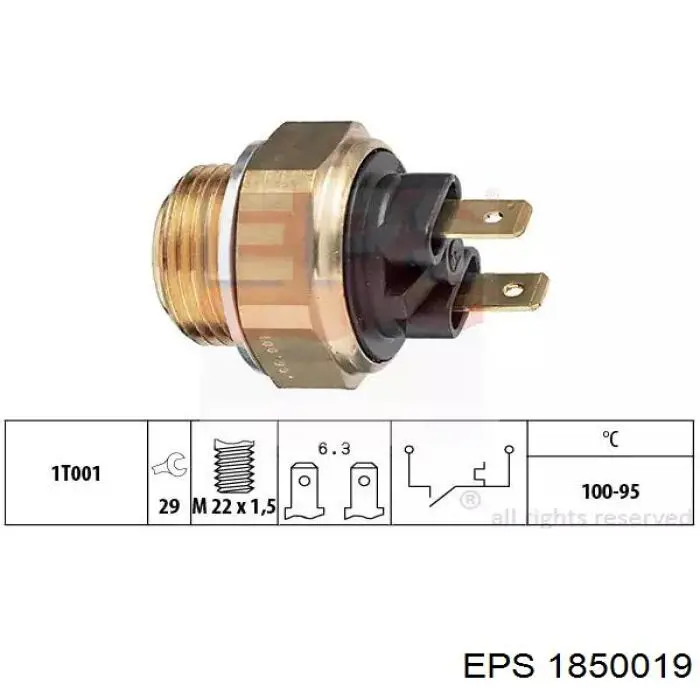 1850019 EPS датчик температуры охлаждающей жидкости (включения вентилятора радиатора)