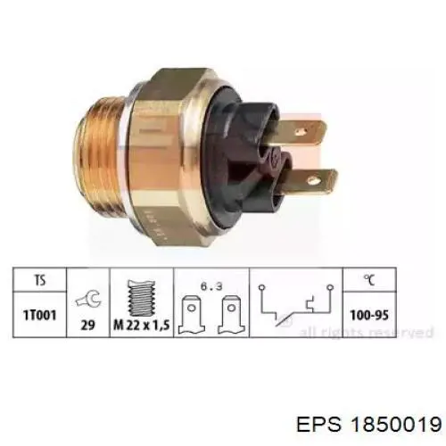 Sensor, temperatura del refrigerante (encendido el ventilador del radiador) 1850019 EPS