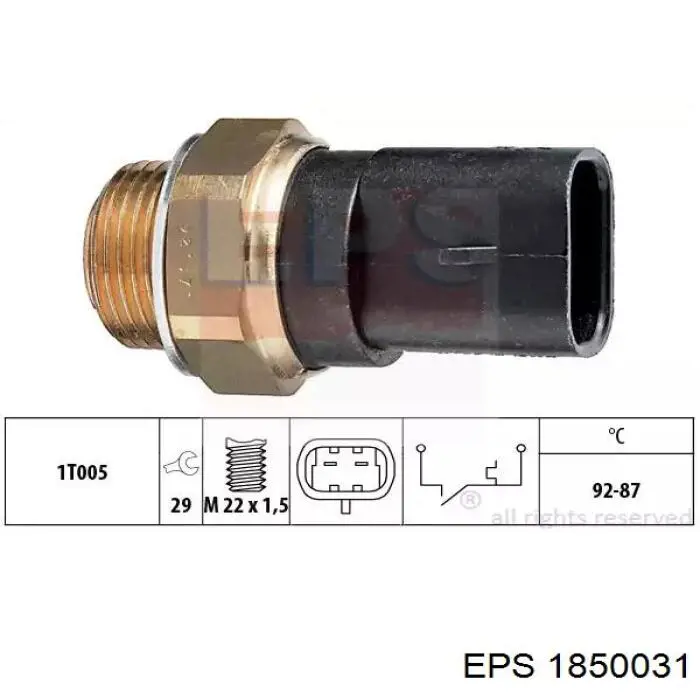 Sensor de temperatura do fluido de esfriamento (de ativação de ventilador do radiador) EPS 1850031 preço, a partir de 11,03 USD