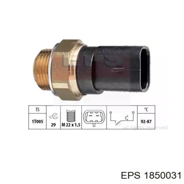 Sensor, temperatura del refrigerante (encendido el ventilador del radiador) 1850031 EPS