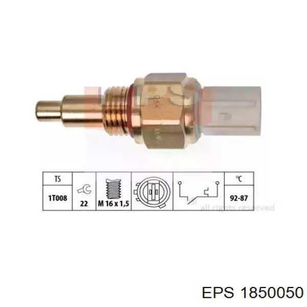 Sensor, temperatura del refrigerante (encendido el ventilador del radiador) 1850050 EPS