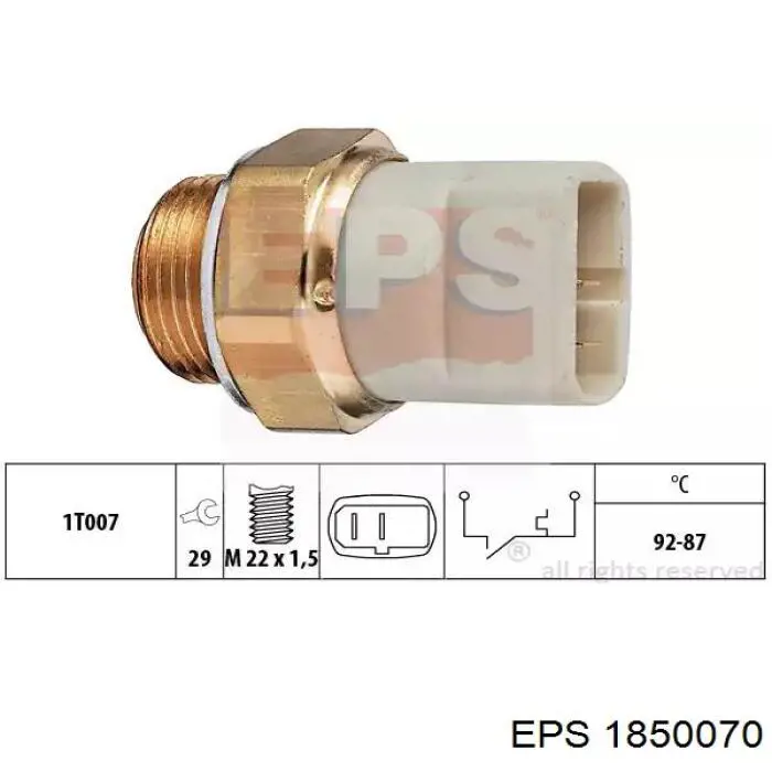 Sensor, temperatura del refrigerante (encendido el ventilador del radiador) 1850070 EPS