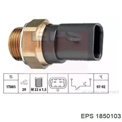 Sensor, temperatura del refrigerante (encendido el ventilador del radiador) 1850103 EPS