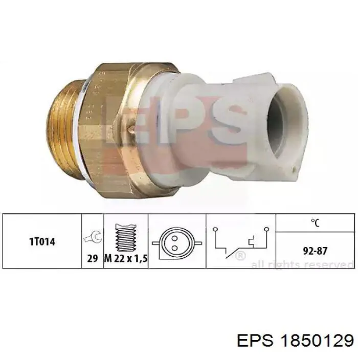 1.850.129 EPS датчик температуры охлаждающей жидкости (включения вентилятора радиатора)