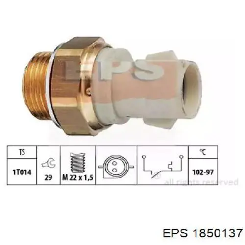 Sensor, temperatura del refrigerante (encendido el ventilador del radiador) 1850137 EPS