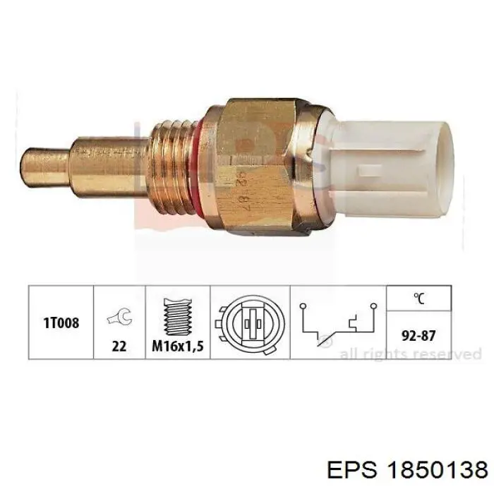 Sensor, temperatura del refrigerante (encendido el ventilador del radiador) 1850138 EPS