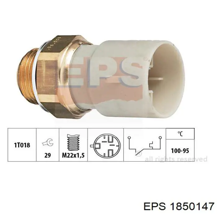 1.850.147 EPS датчик температуры охлаждающей жидкости (включения вентилятора радиатора)