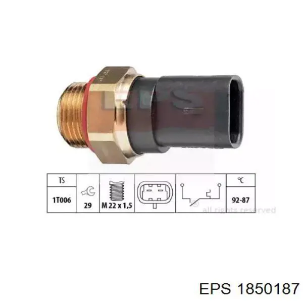 Sensor, temperatura del refrigerante (encendido el ventilador del radiador) 1850187 EPS