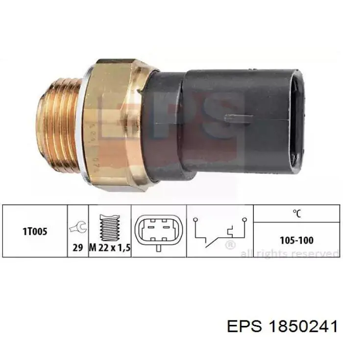 1850241 EPS sensor de temperatura do fluido de esfriamento (de ativação de ventilador do radiador)