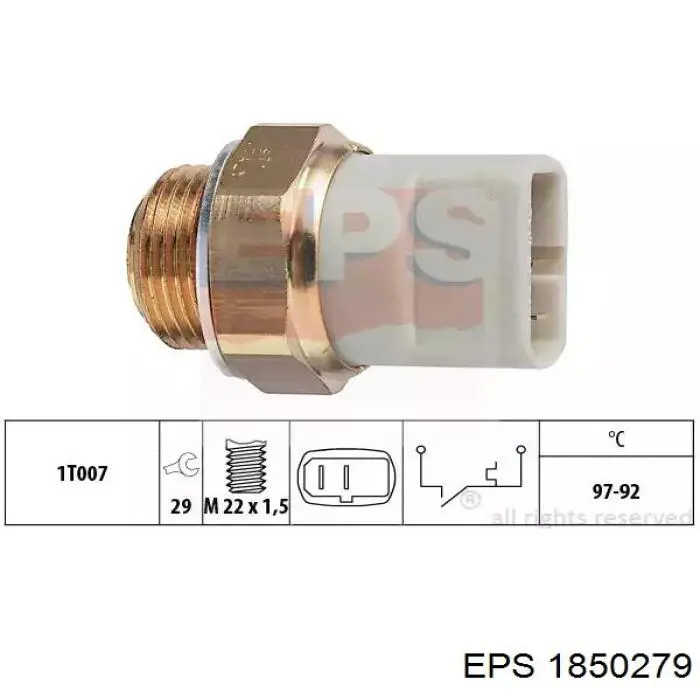 1850279 EPS sensor de temperatura do fluido de esfriamento (de ativação de ventilador do radiador)