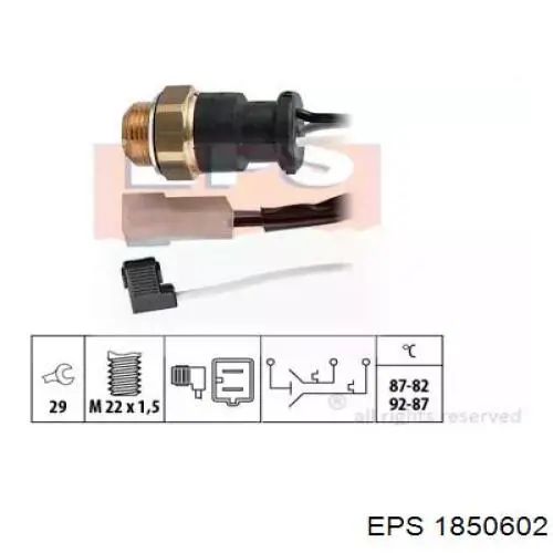 1850602 EPS датчик температуры охлаждающей жидкости (включения вентилятора радиатора)
