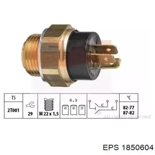 Sensor, temperatura del refrigerante (encendido el ventilador del radiador) 1850604 EPS