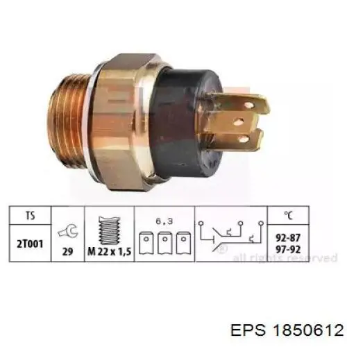 Sensor, temperatura del refrigerante (encendido el ventilador del radiador) 1850612 EPS