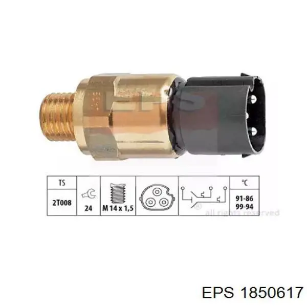 Sensor, temperatura del refrigerante (encendido el ventilador del radiador) 1850617 EPS