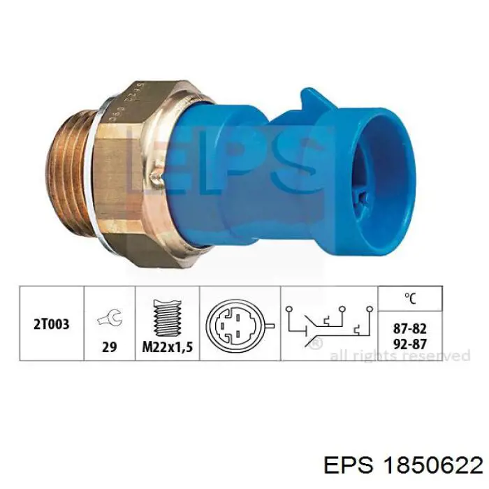 Sensor, temperatura del refrigerante (encendido el ventilador del radiador) 1850622 EPS