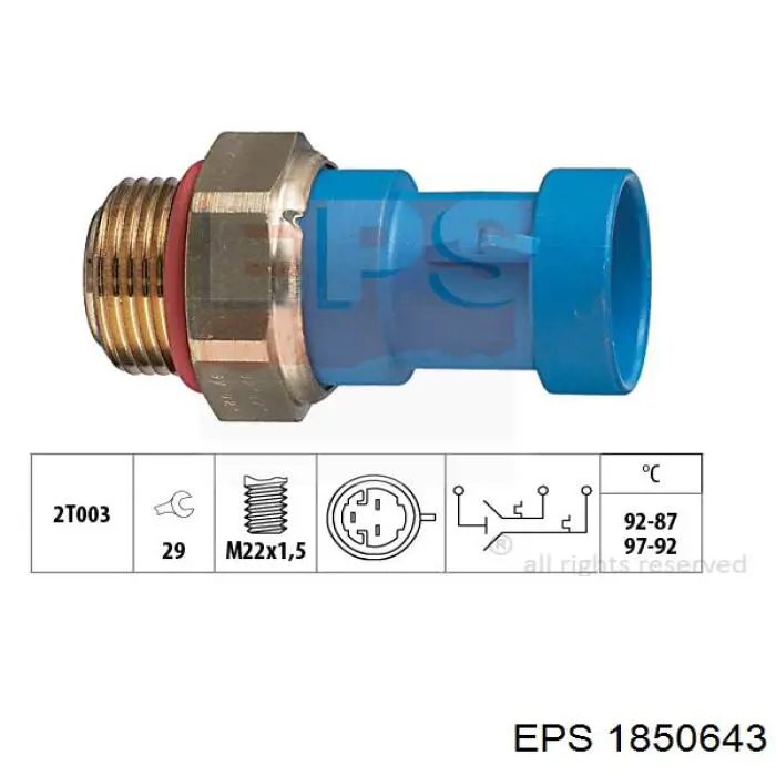 Sensor, temperatura del refrigerante (encendido el ventilador del radiador) 1850643 EPS