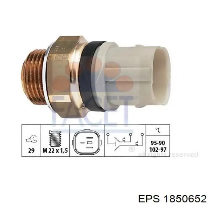 Sensor, temperatura del refrigerante (encendido el ventilador del radiador) 1850652 EPS