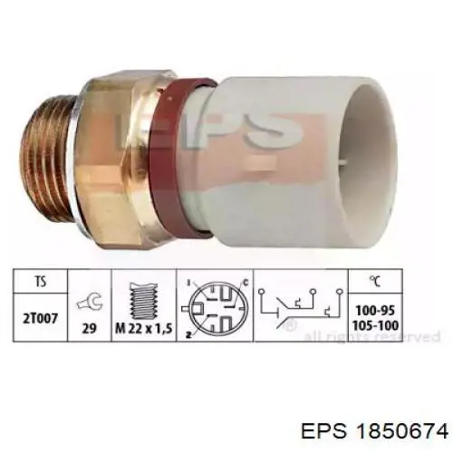 Sensor, temperatura del refrigerante (encendido el ventilador del radiador) 1850674 EPS