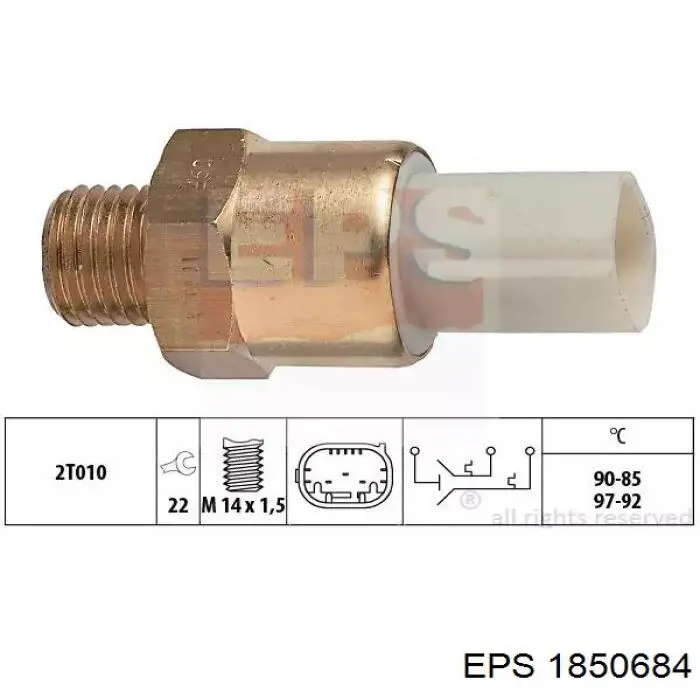 1850684 EPS sensor de temperatura do fluido de esfriamento (de ativação de ventilador do radiador)