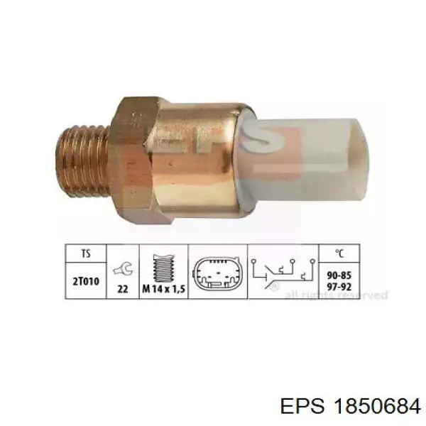 Sensor, temperatura del refrigerante (encendido el ventilador del radiador) 1850684 EPS