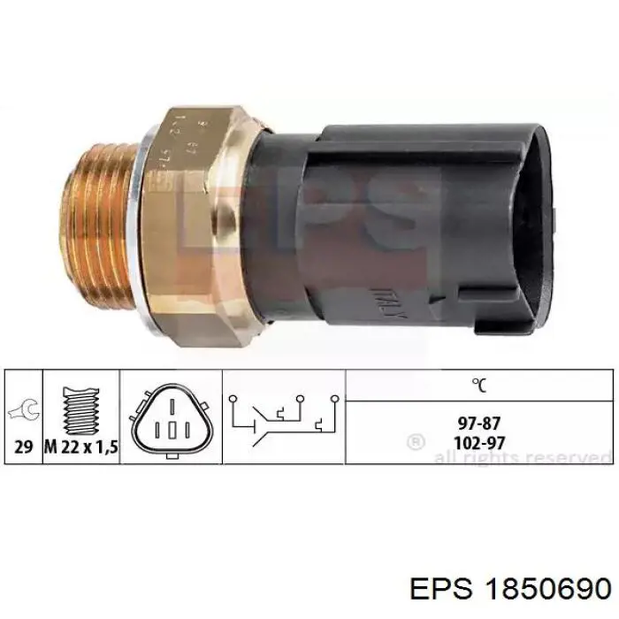 1850690 EPS sensor de temperatura do fluido de esfriamento (de ativação de ventilador do radiador)