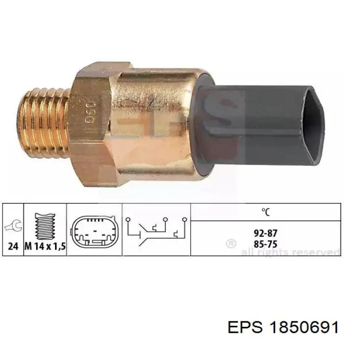 1850691 EPS sensor de temperatura do fluido de esfriamento (de ativação de ventilador do radiador)