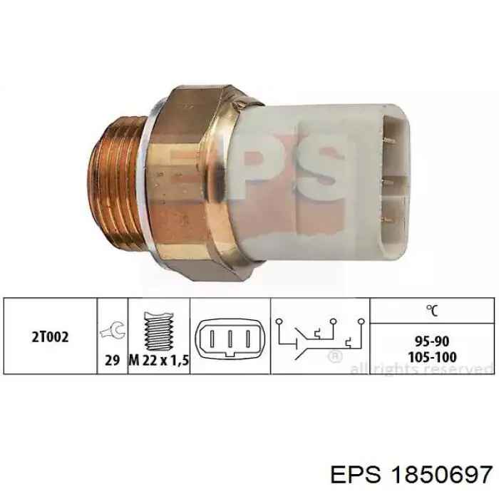 1850697 EPS sensor de temperatura do fluido de esfriamento (de ativação de ventilador do radiador)