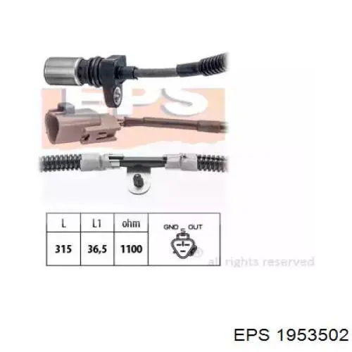 Sensor de posición del cigüeñal 1953502 EPS