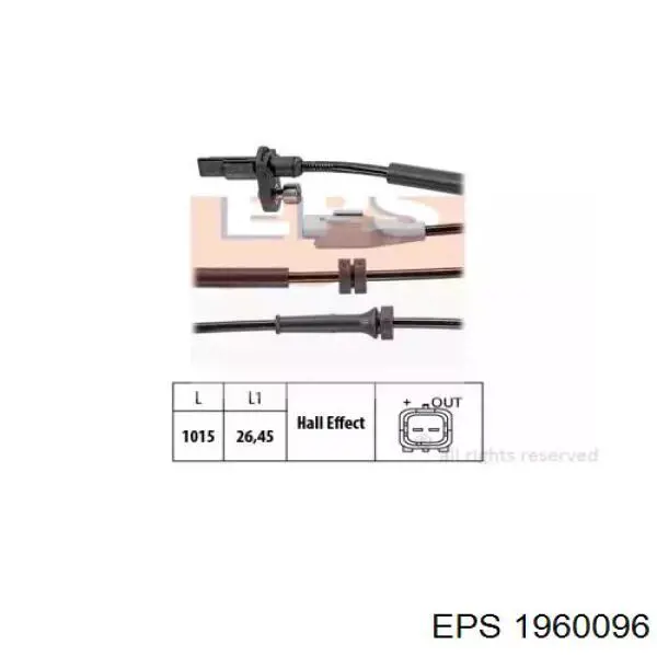 Sensor ABS trasero 1960096 EPS