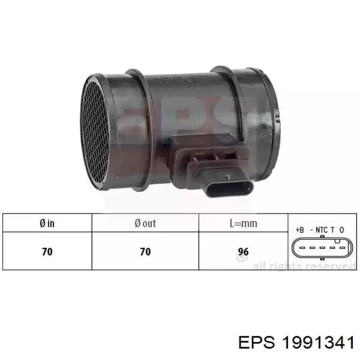 1.991.341 EPS sensor de fluxo (consumo de ar, medidor de consumo M.A.F. - (Mass Airflow))