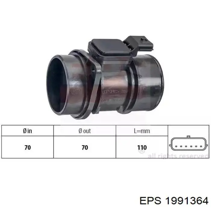 1991364 EPS sensor de fluxo (consumo de ar, medidor de consumo M.A.F. - (Mass Airflow))