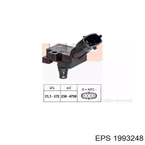 Датчик давления во впускном коллекторе, MAP 1993248 EPS