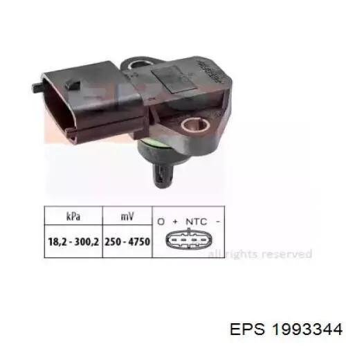 Датчик абсолютного давления в коллекторе EPS 1993344 цена, от 29.41 USD